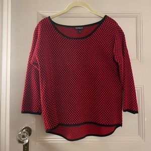 Express black and red polka dot women’s sweater